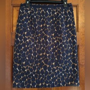 Boden Navy and Tan Leopard print Pencil Skirt
